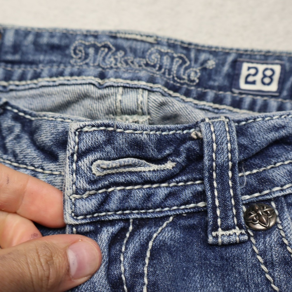 Miss Me Jeans Women 28 Medium Wash Rhinestone Embroidered Bootcut Fade READ - Picture 11 of 16